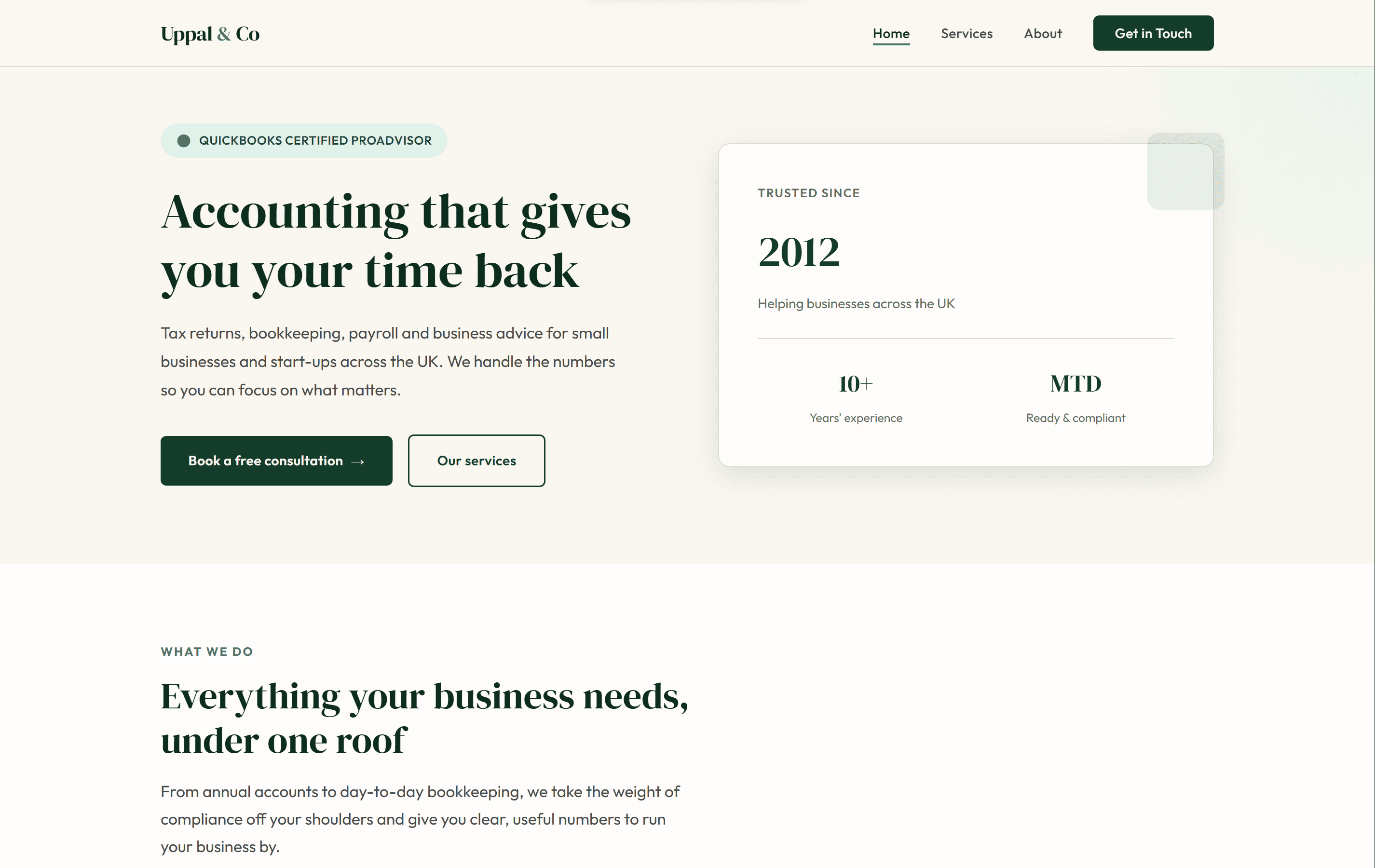 Uppal & Co Accountants website redesign